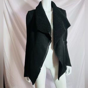 BlankNYC Black leather and knit Asymmetrical Jacket Sz Med - OBO 🎁